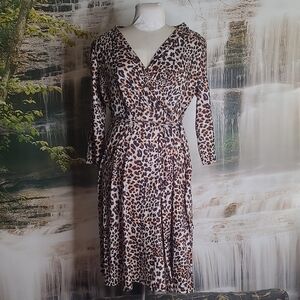 New with tags! Amzplus Womens 2XL animal print soft faux wrap midi fall dress